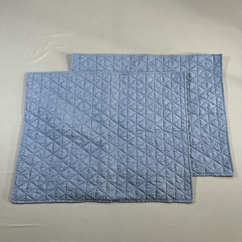 Set Of 2 Levtex Home Pillow Sham Standard Blue Quilted Diamond Bedding Cover
